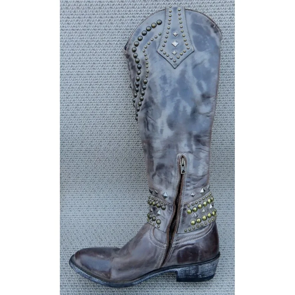 Old Gringo Belinda Womens Size 7 B Brown Studded 18.5" Tall Western Boots - Picture 6 of 16